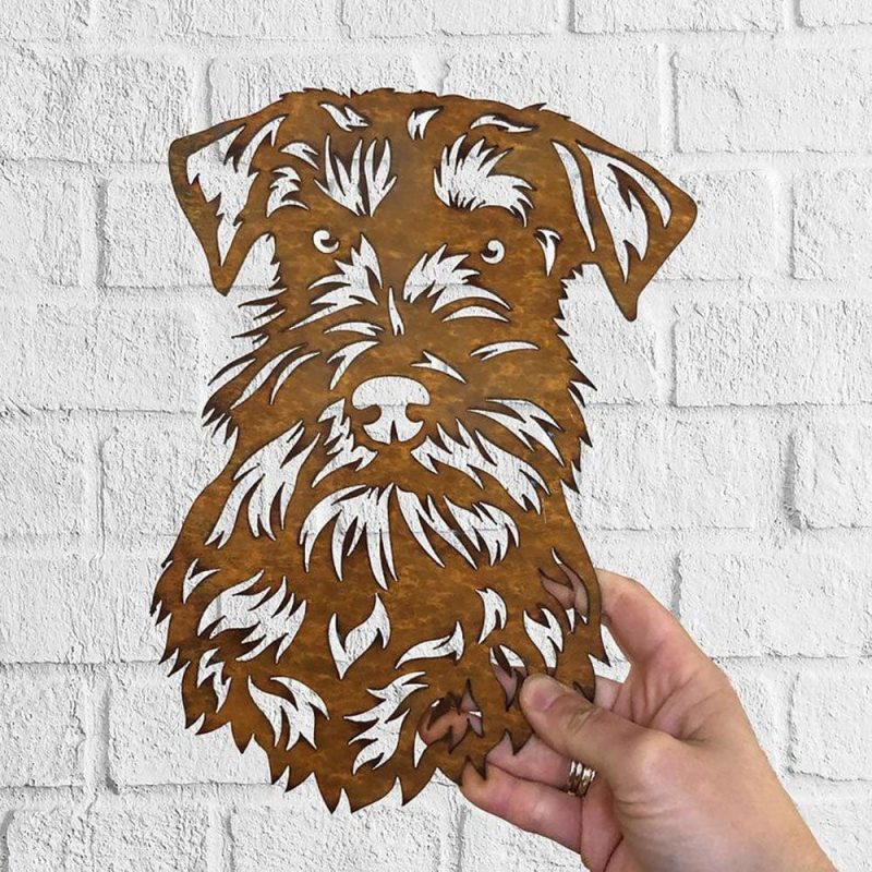 Dog Metal Wall Art Hanging Home Decor Puppy Pet Miniature Schnauzer