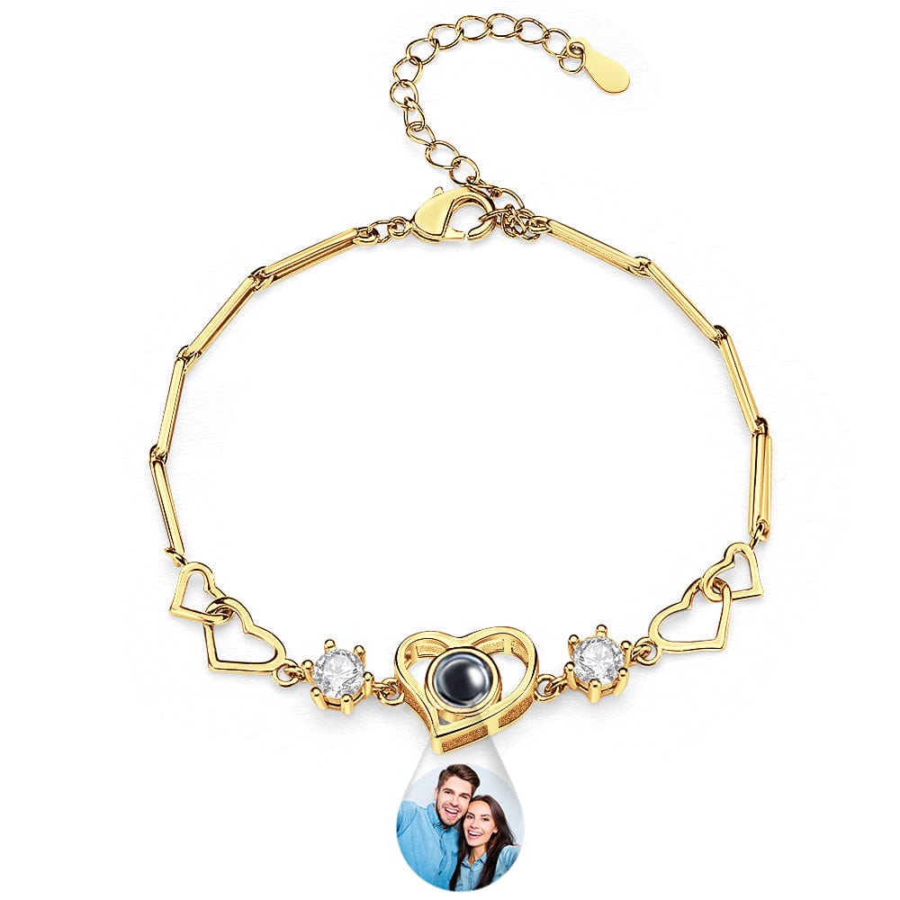 Custom Projection Bracelet Heart Couple's Memories Engravable Bracelet For Her - Image 2