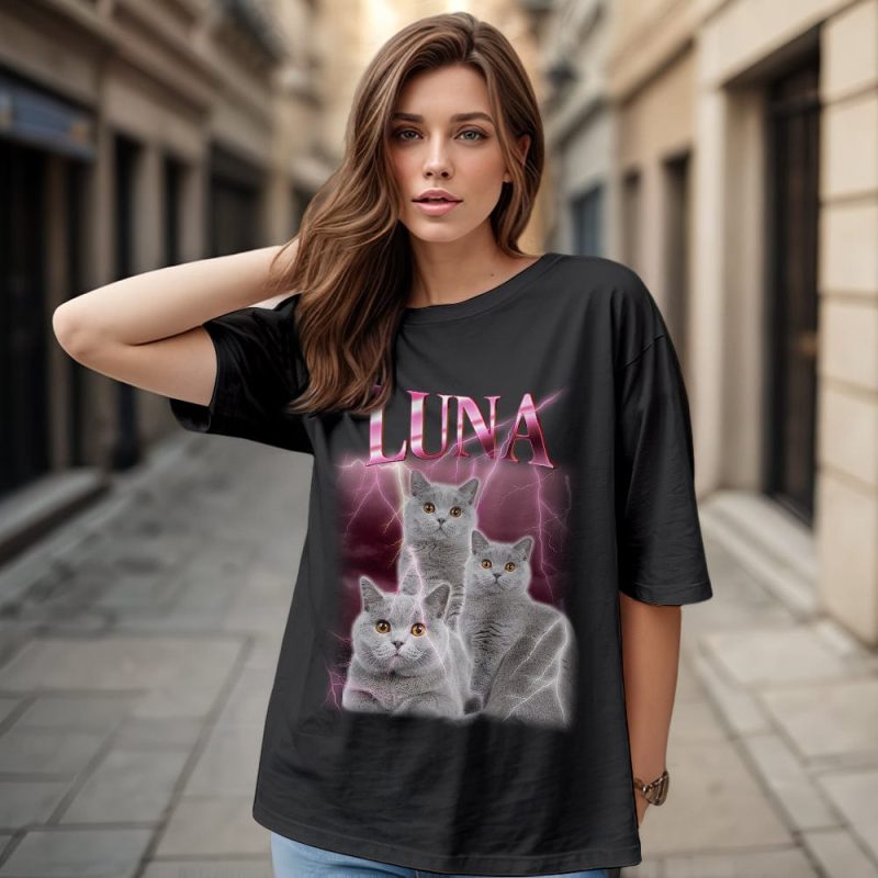 Custom Vintage T-shirt Pet Photo Tee Personalized Pet Name T-shirt