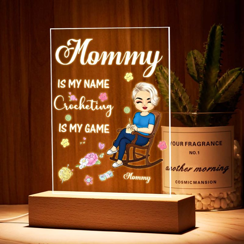 Custom Lamp Mother’s Day Gifts Crocheting is My Game Night Light
