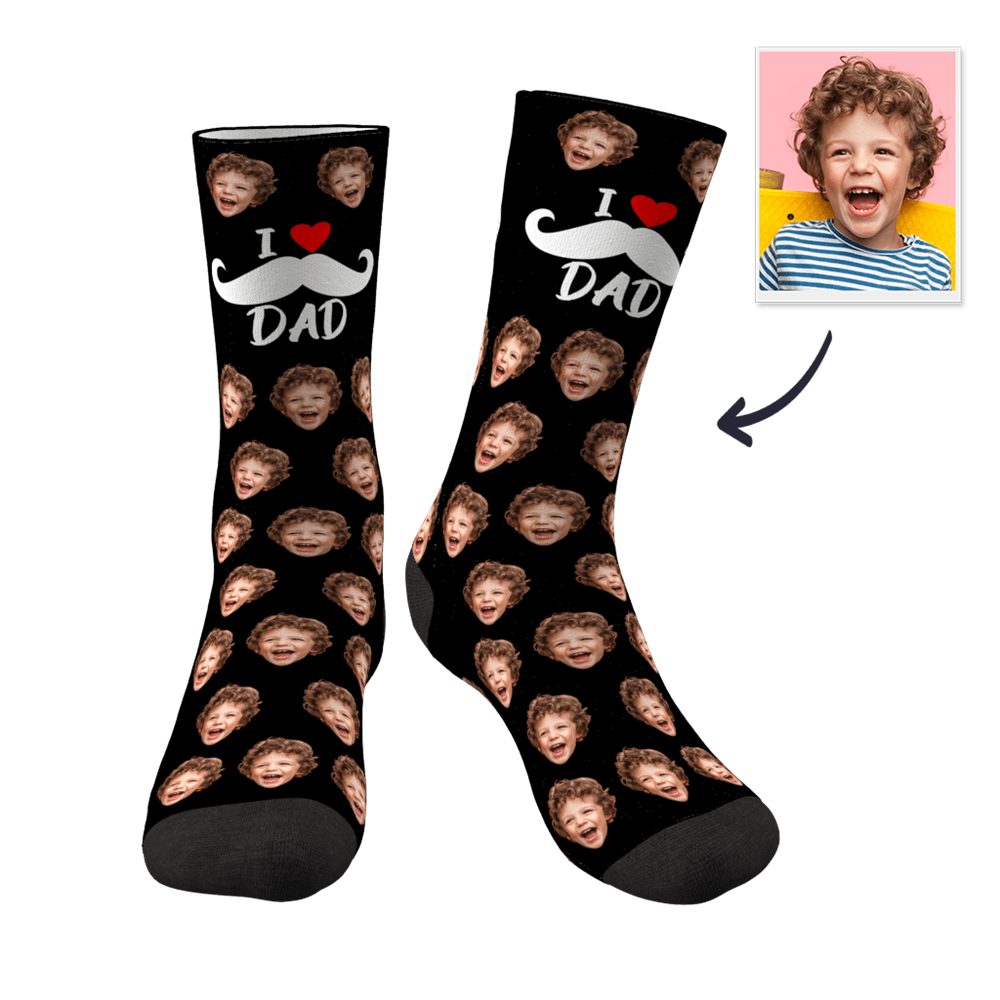 Father's Day Socks Father's Day Gifts Custom Face Socks For Dad - I Love Dad - Image 2