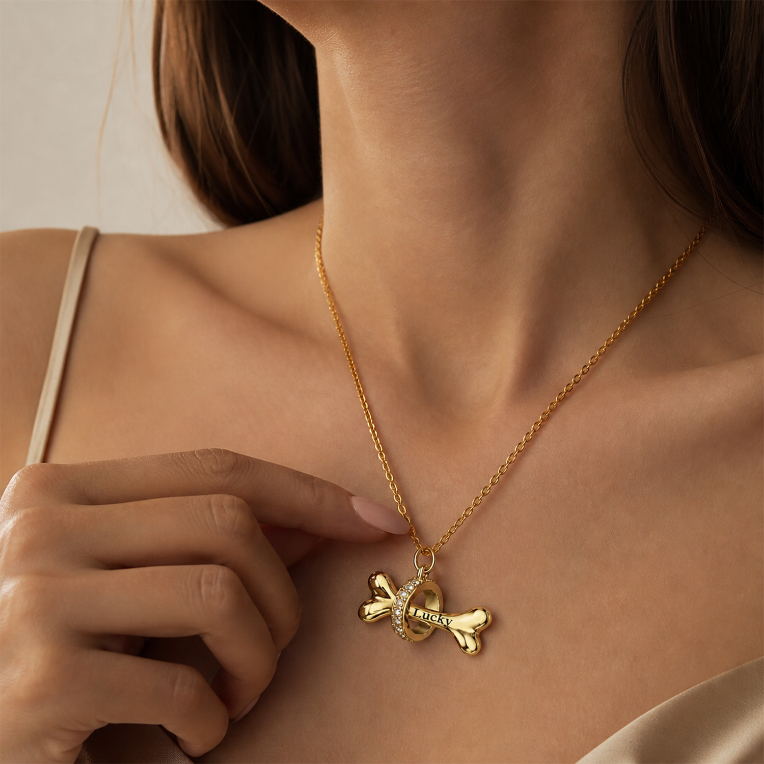 Custom Name Bone Pendant Necklace Interlocking Ring Dog Bone Necklace Fashion Jewelry Gift For Women Pet Lovers 6 - Image 2
