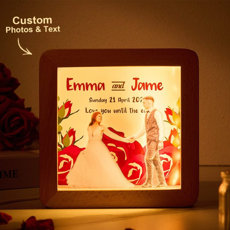 Personalized LED Lighted Photo Frame With Text Perfect Couple Wedding Anniversary Gift