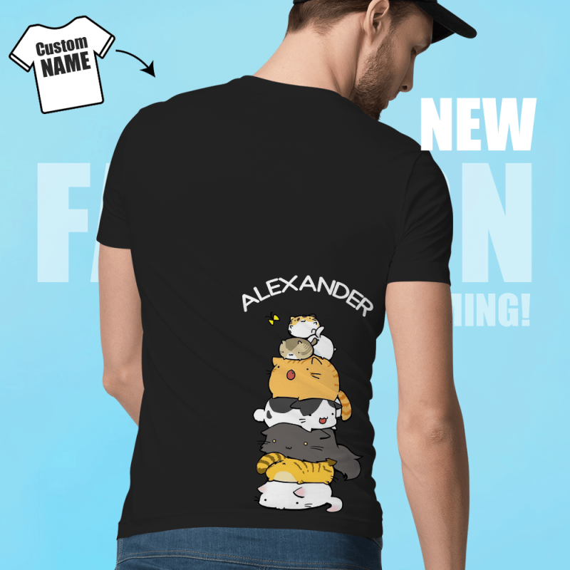 Custom Printed Shirt Cartoon Cat Print Shirt Gifts for Family