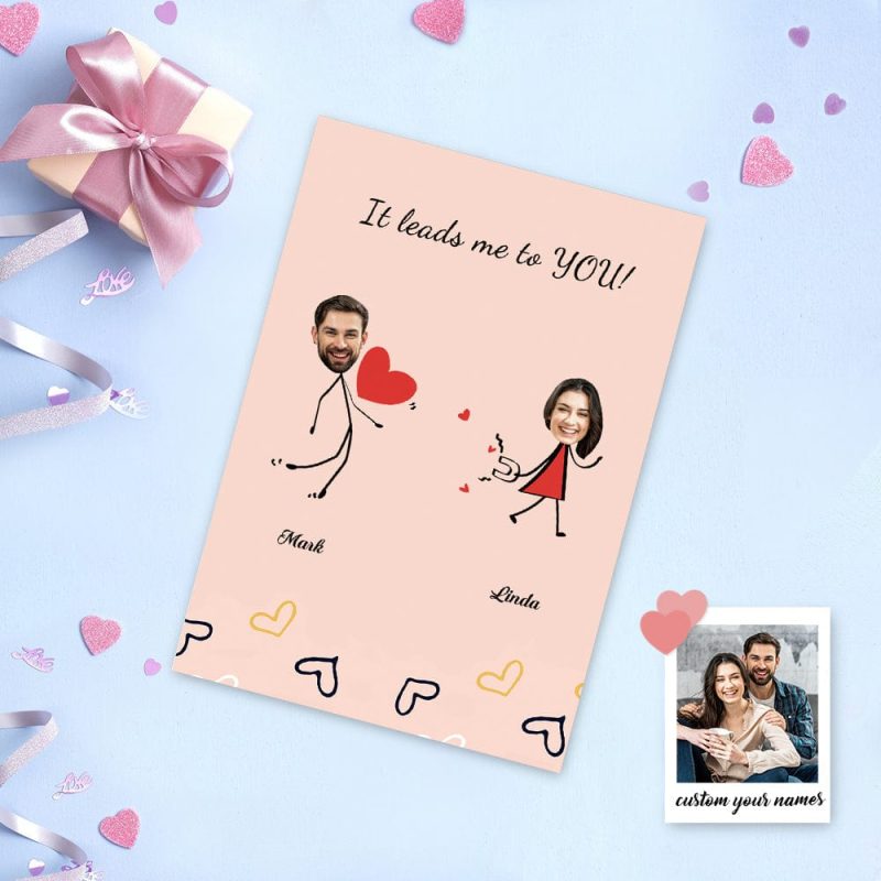 Personalized Valentine’s Day Card Greeting Card It Leads Me to You Love Card
