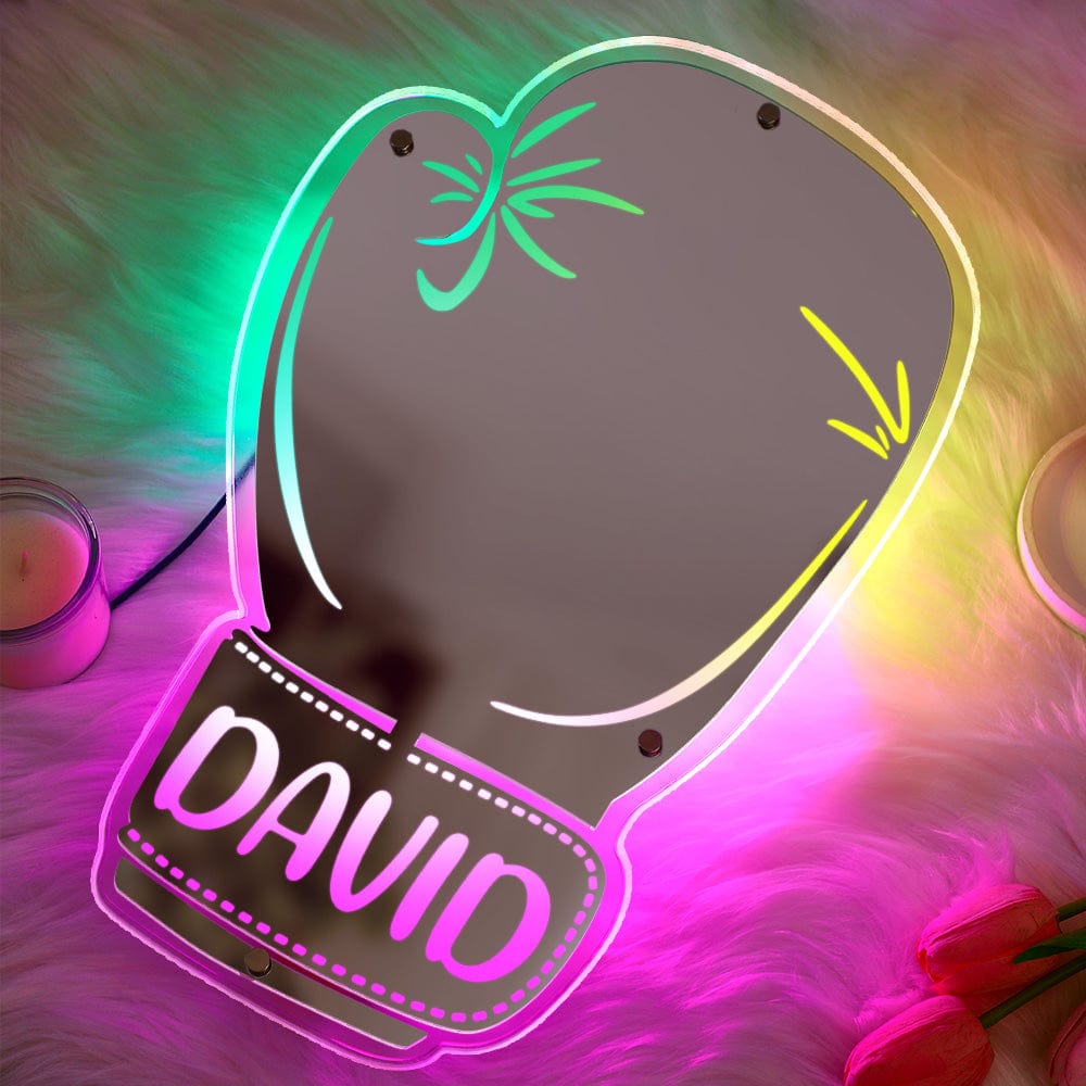 Custom Name Mirror Light Boxing Gloves Gift for Boyfriend - Image 2