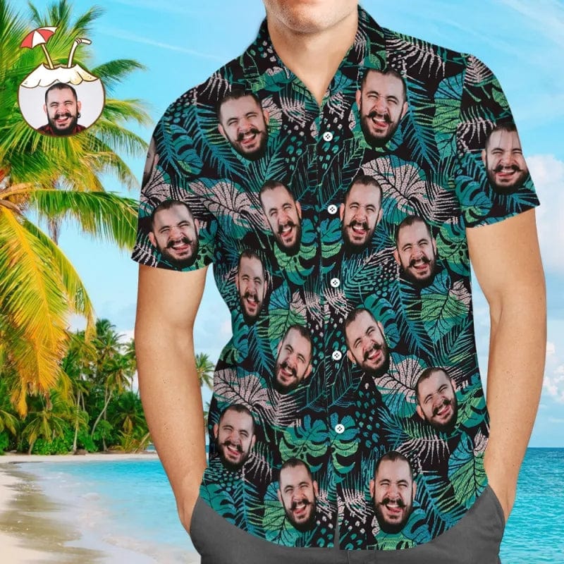 Custom Hawaiian Shirts Personalized Aloha Beach Shirt for Men Summer Leaves