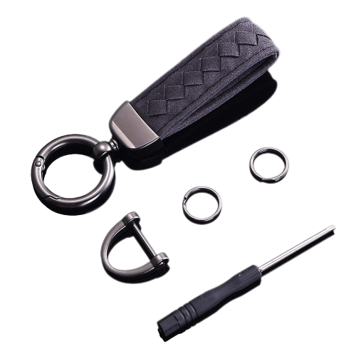 Braided Suede Car Keychain Key Ring Black