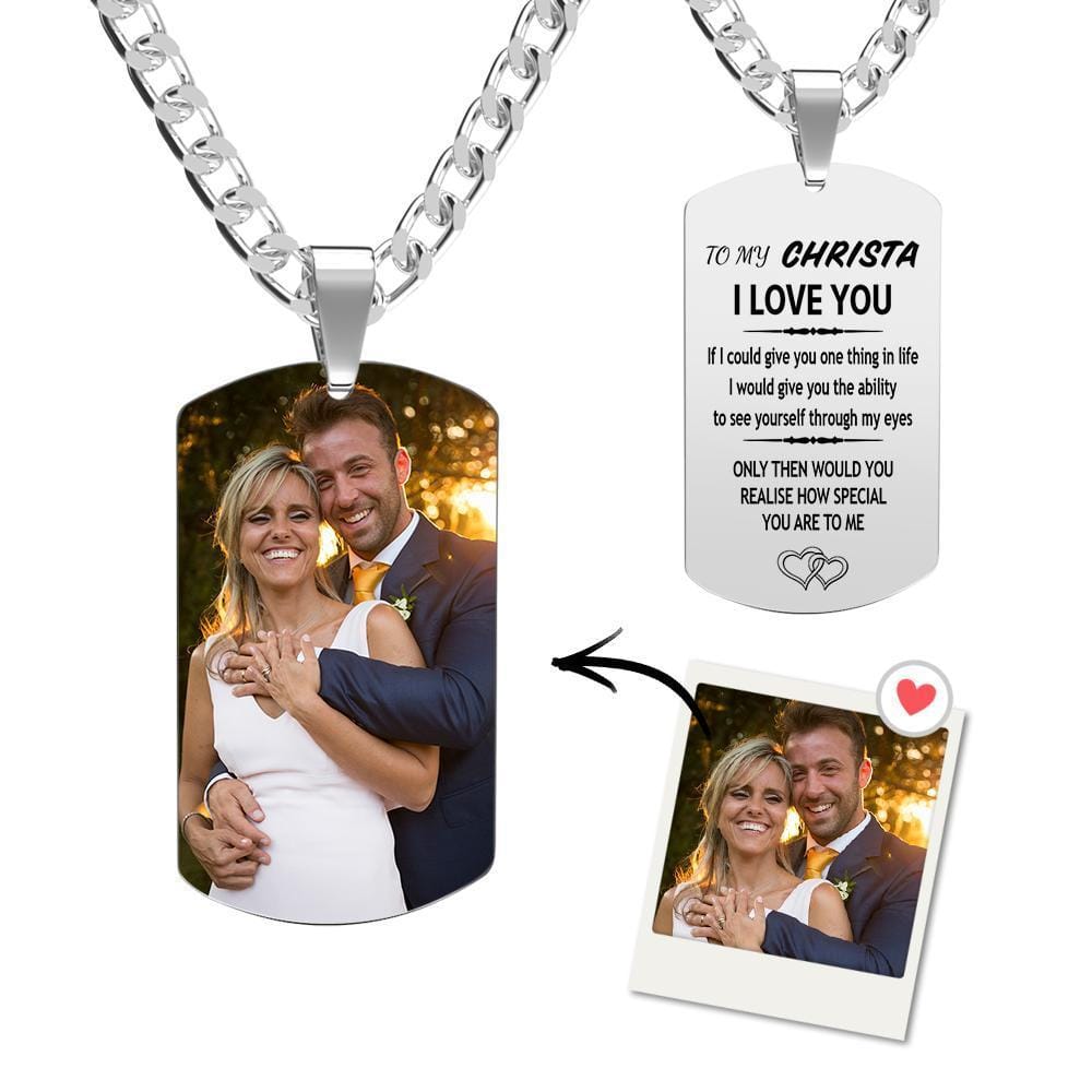 Engraving Tag Necklace Photo Necklace Gifts for Mother Anniversary Unique Design Gifts