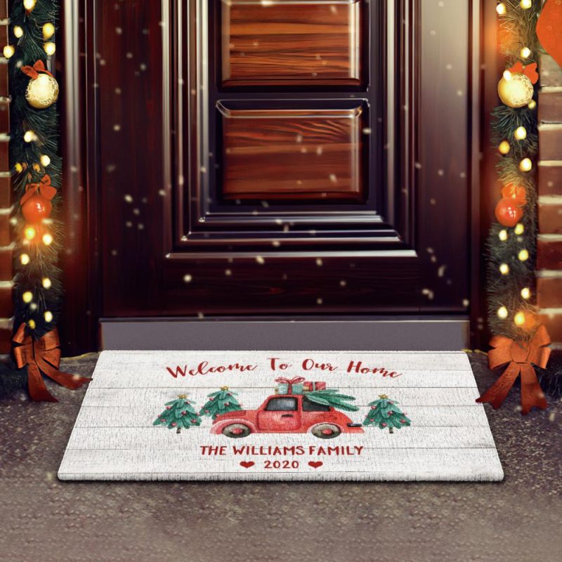 Personalized Welcome Doormat Christmas Gift – White