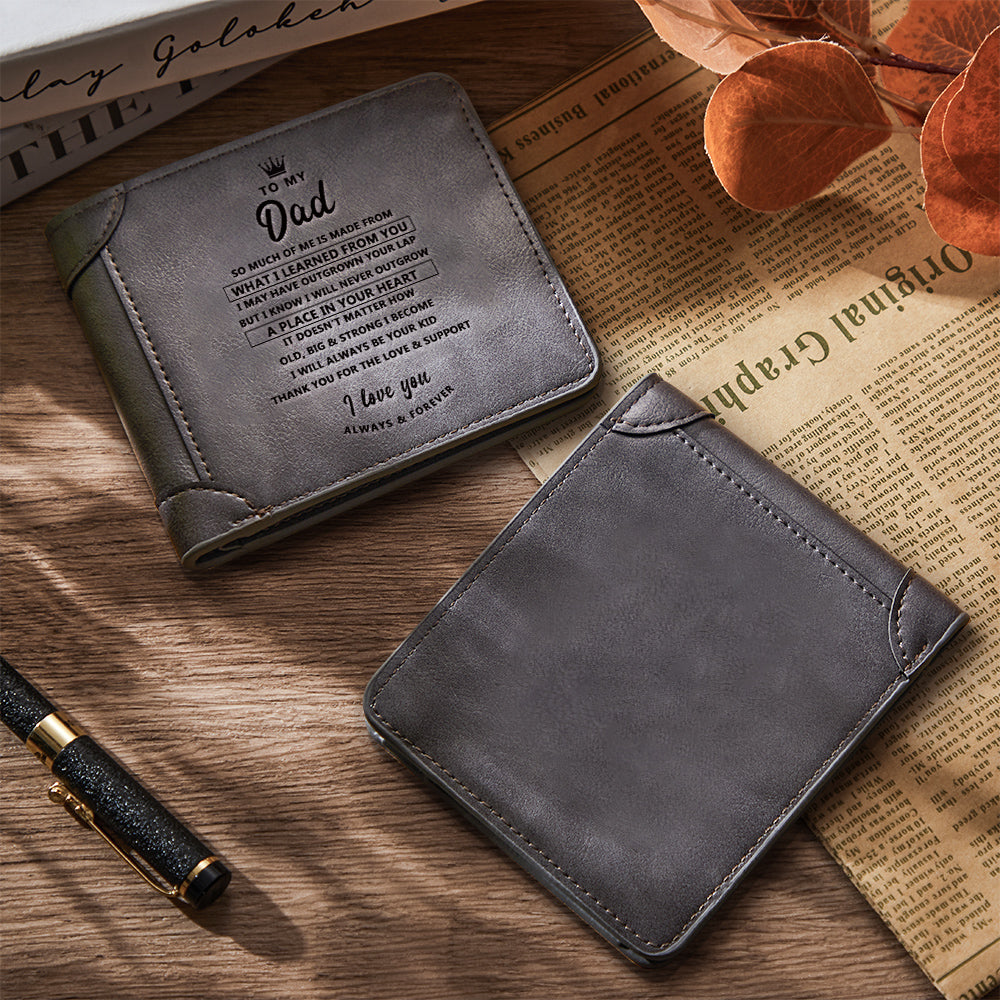 To My Dad Men's Bifold Wallet Grey Leather Father's Day Gift - Image 2