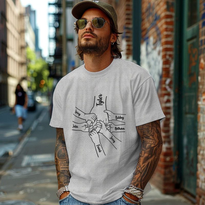 Personalized Hand in Hand T-Shirt I Will Always Protect You Family Custom Unisex T-Shirt Father’s Day Gifts