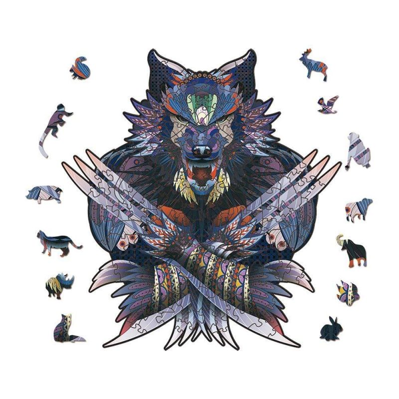 Wolf Puzzle Fish Gift Wooden Jigsaw Puzzles For Adults and Kids