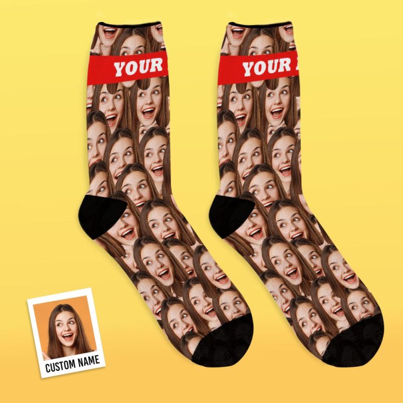 Custom Socks with Faces and Text Gifts for Couples Multiple Styles