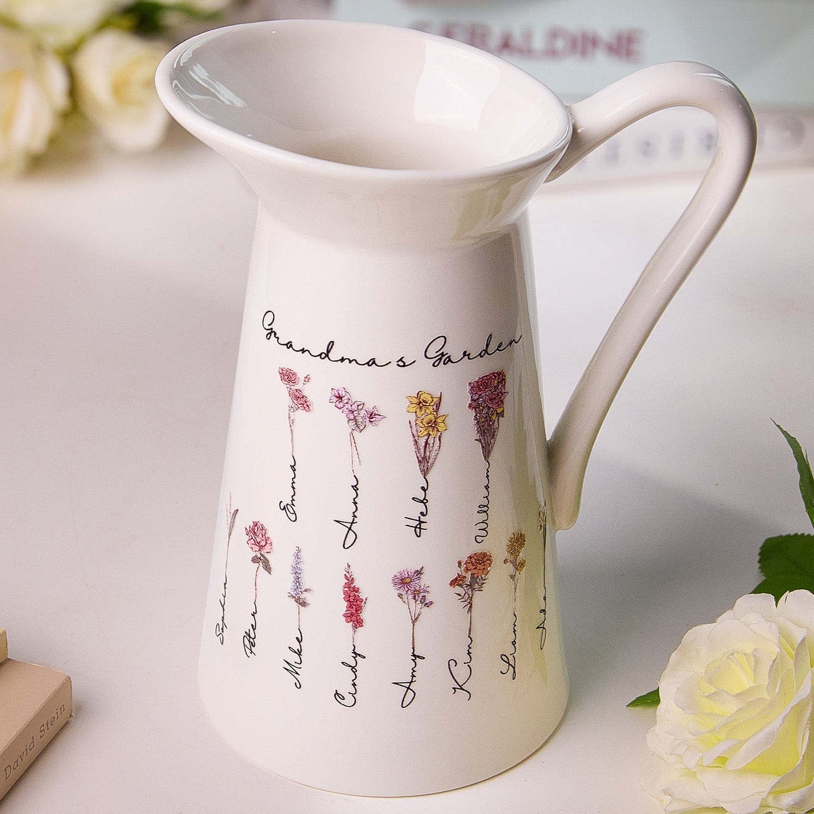 Personalized Birth Flower Ceramic Vase Home Decoration Birthday Gift for Mom Grandma - Image 2