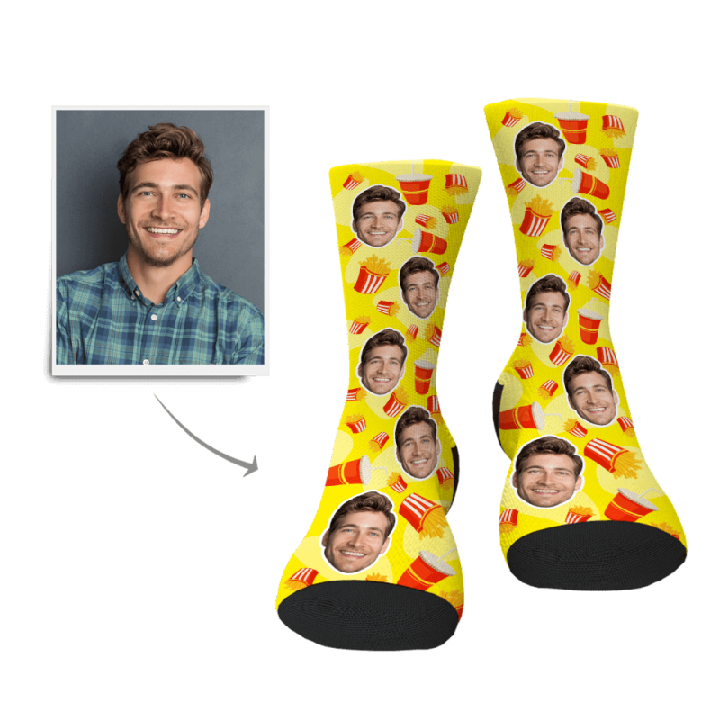 Funny Gift For Friend Personalized Socks Christmas Gift with Chips & Drink