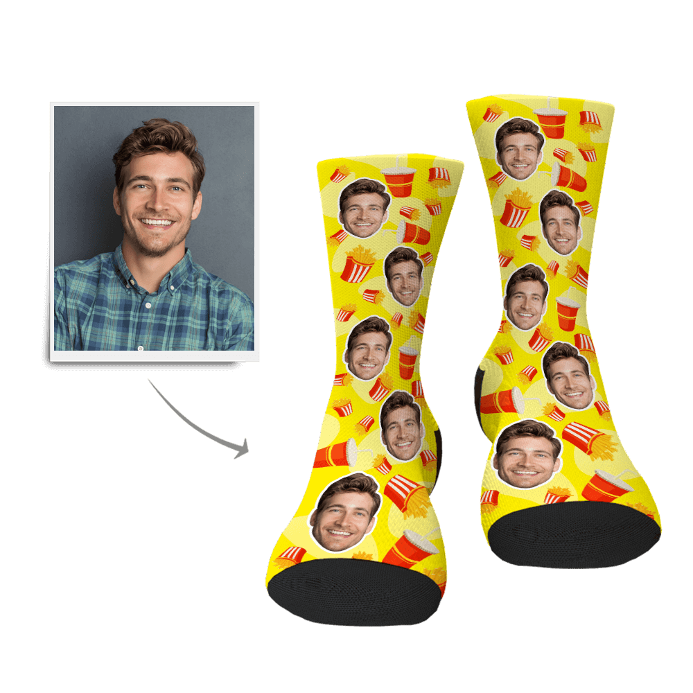 Funny Gift For Friend Personalized Socks Christmas Gift with Chips & Drink
