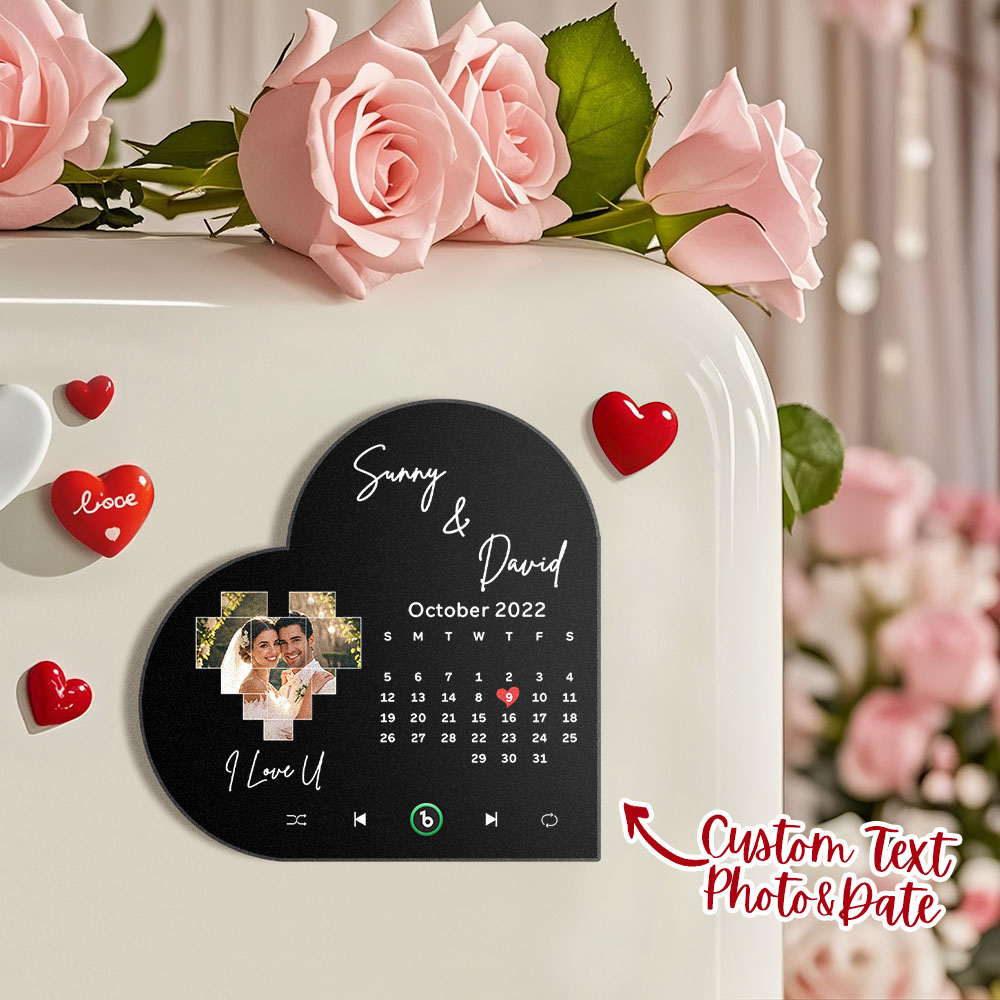 Custom Music Fridge Magnet Custom Heart Frame Album Fridge Magnet Music Wall Photo Sticker Wedding Gift for Her - Image 2