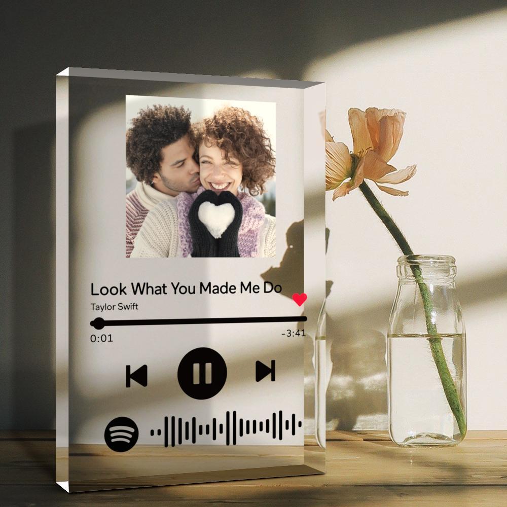 Personalized Clear Thick Acrylic Block Spotify Plaques Music Photo Frame Gift - Image 2