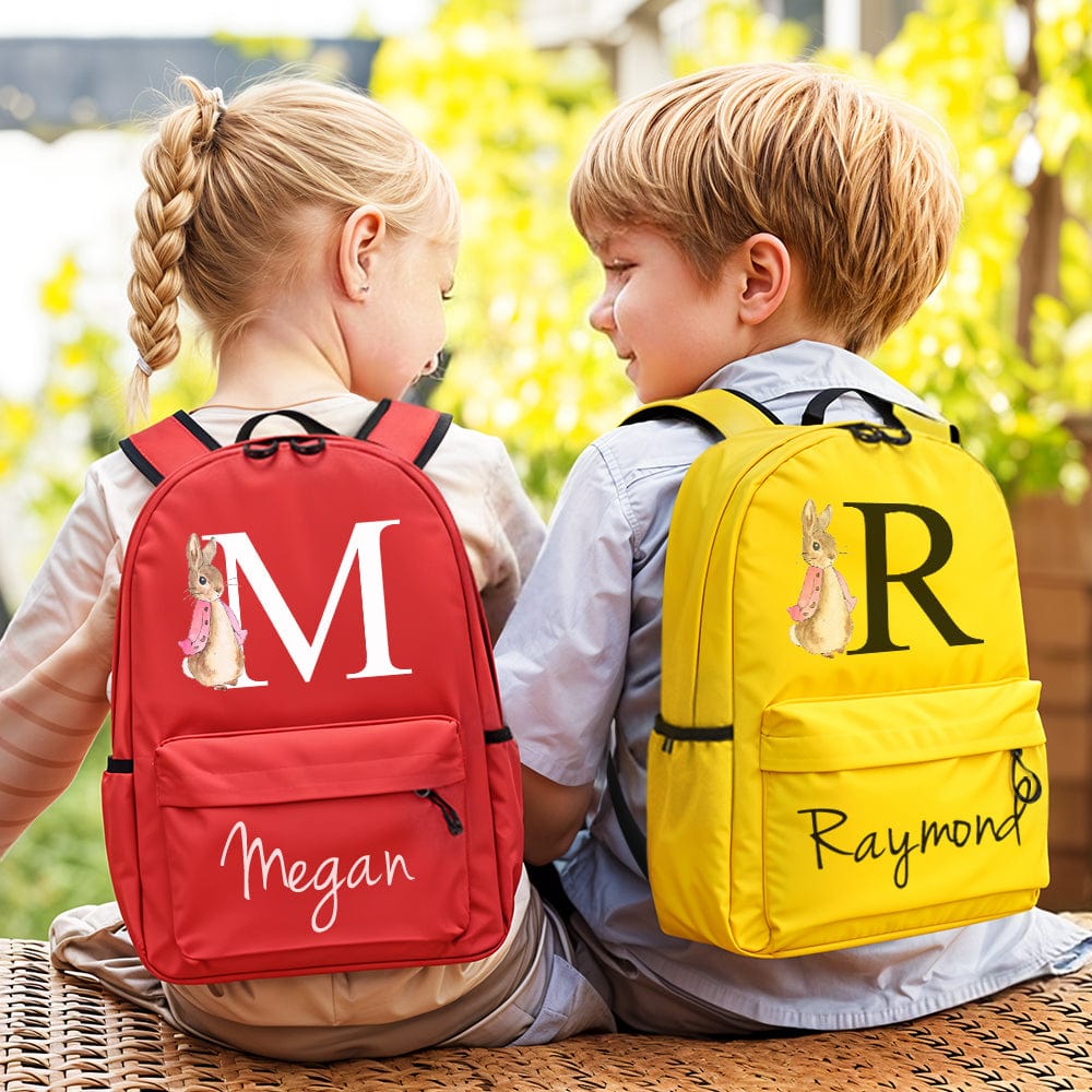 Personalised Name Initial Backpack with Rabbit Design Girls Boys Kids School Bag Back to School Gifts - Image 2