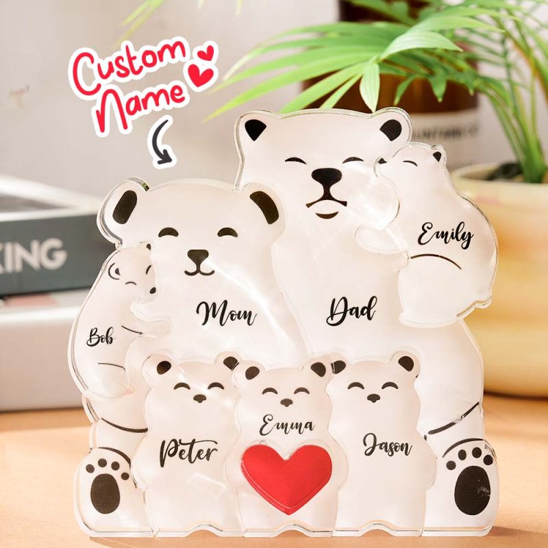 Personalized Bear Puzzle Custom Family Member Names Puzzle Gift for Mother
