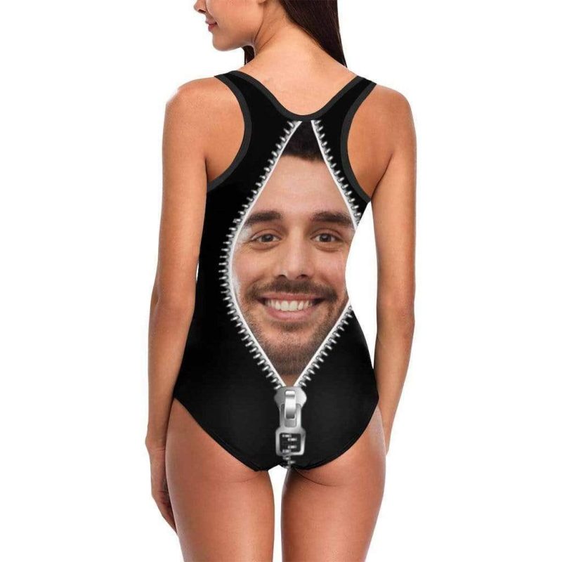 Custom Swimsuit With Husbands Face Custom Bathing Suit with Face One Piece Swimsuit