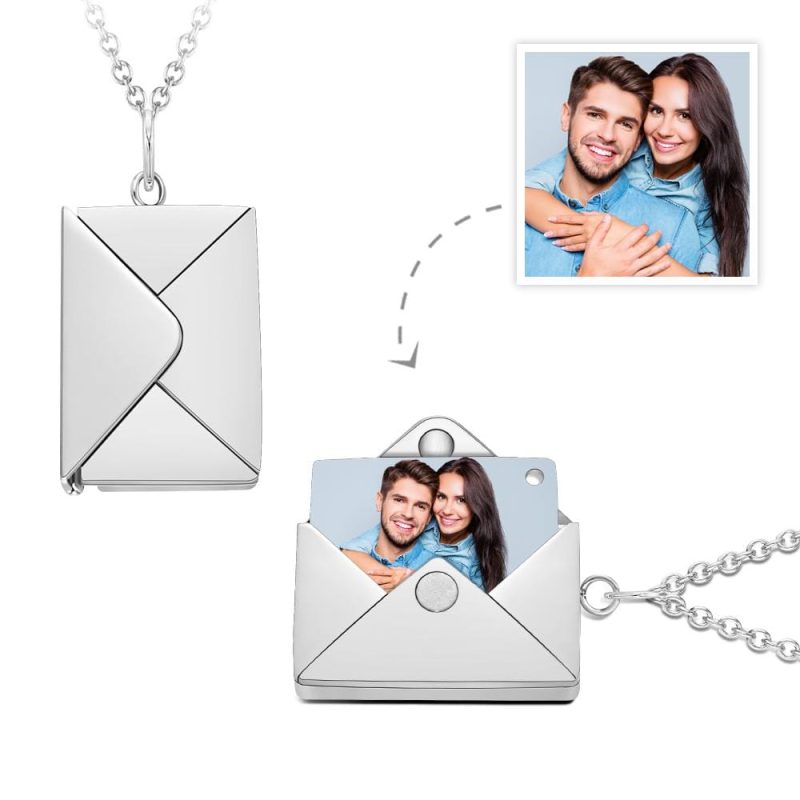 Custom Photo Necklace Envelope Letter Secret Photo Creative Gifts