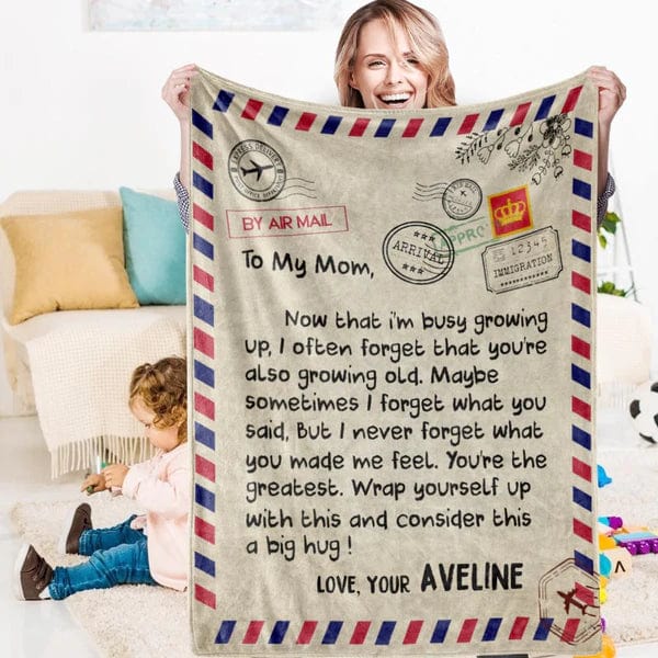 Custom Name Blanket To My Mom Blanket Air Mail Letter Mother’s Day Blanket
