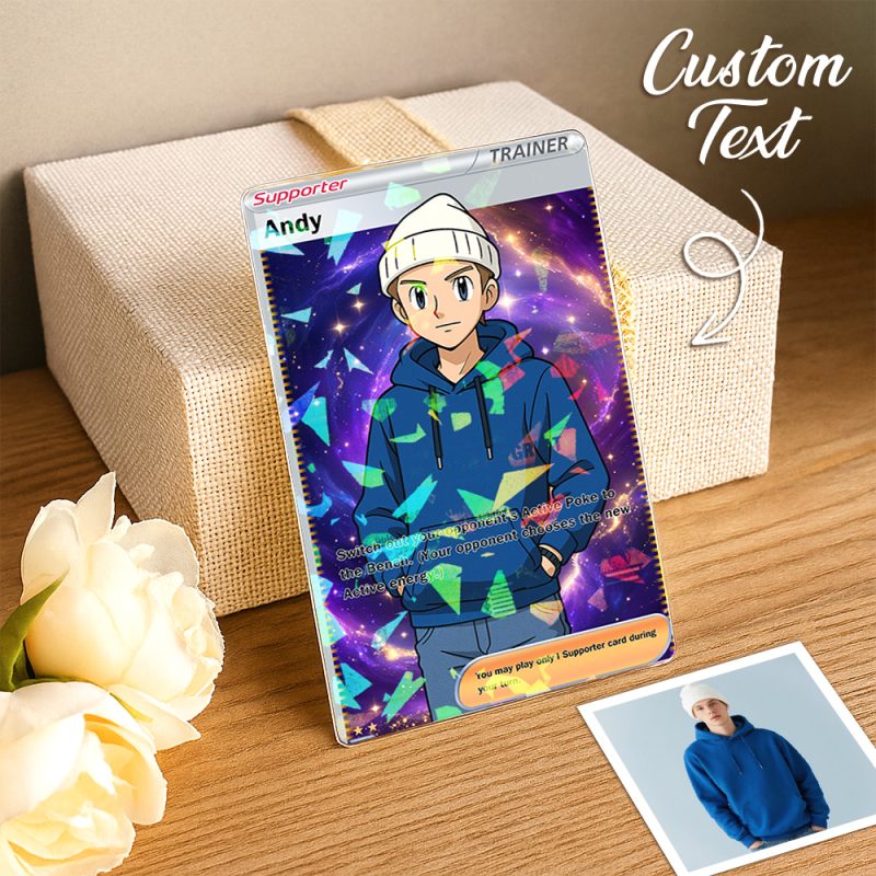 Custom Anime Trading Card | Personalized Collectible Card with Your Photo & Name | Unique Gift for Fans & CouplesUS