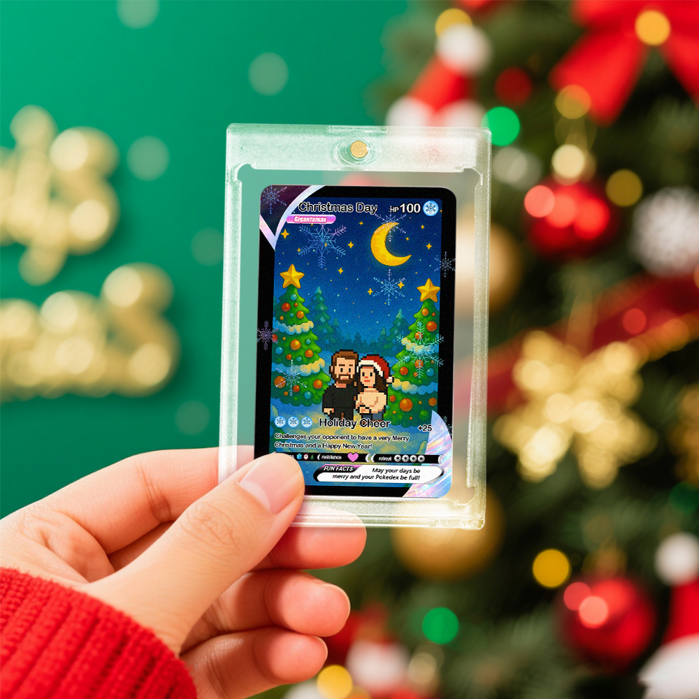 Custom Merry Christmas Card Present for Family Turn Your Photo into a Unique Collectible Pixel Man Style Card Xmas Gift - SantaSocks