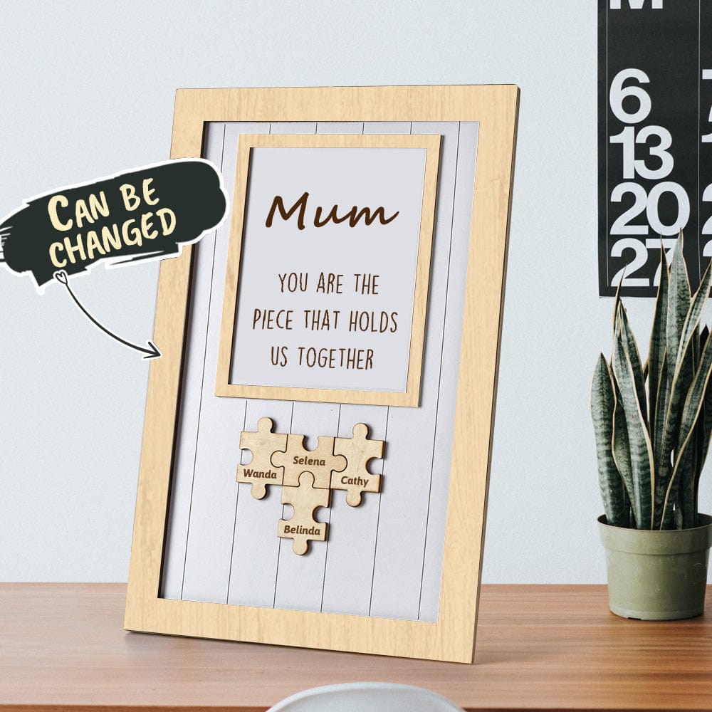Mother's Day Puzzle Plaque Gifts for Mom You Are The Piece That Holds Us Together 3-6 Puzzle Pieces - Image 2