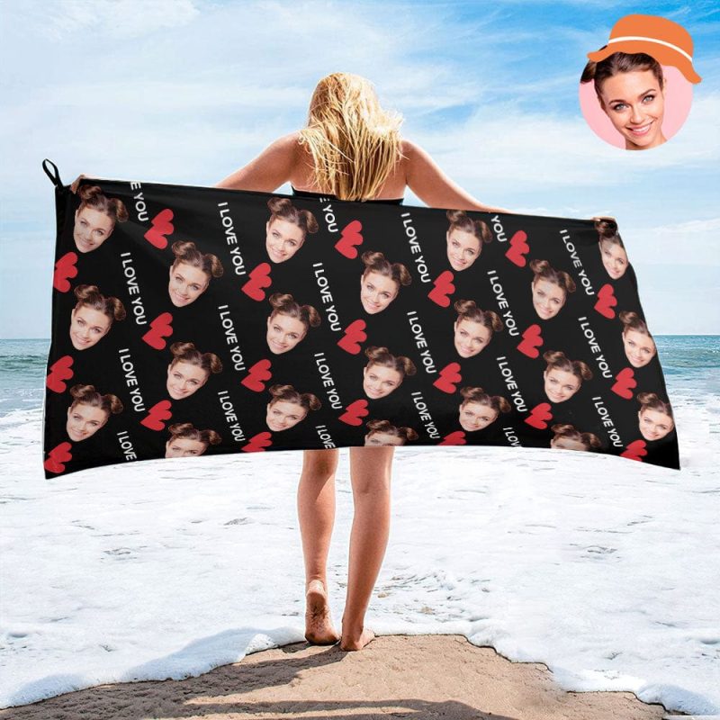 Personalized Photo Towel Custom Beach Towels Gift Women
