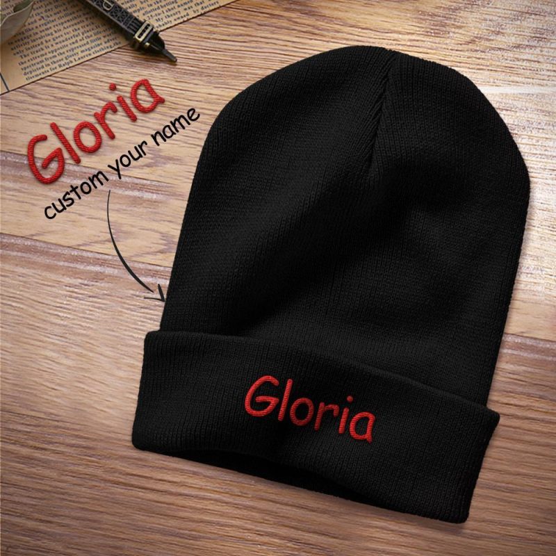 Custom Embroidery Knitted Hat Custom Name Beanie Hat Gift For Couple-4 Colors