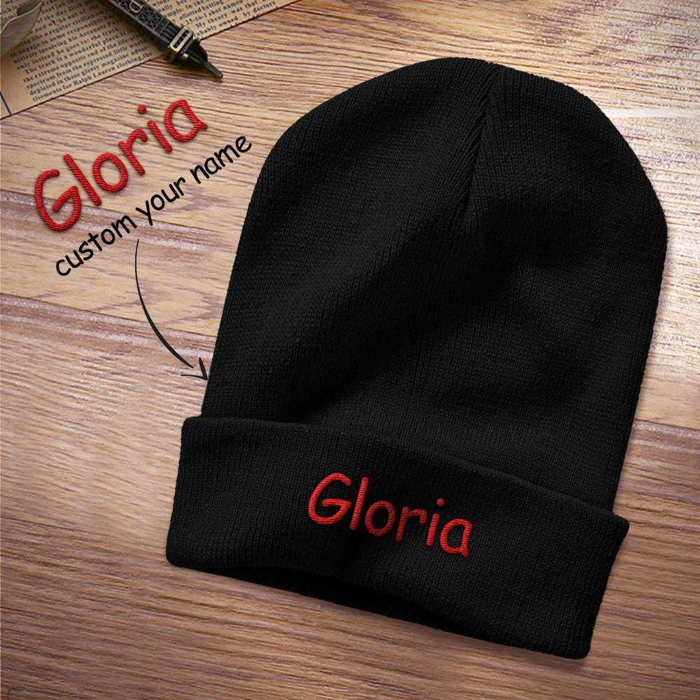Custom Embroidery Knitted Hat Custom Name Beanie Hat Gift For Couple-4 Colors