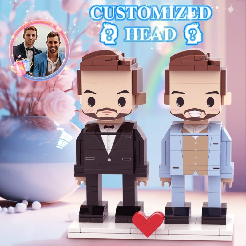 Valentine’s Day Gay Couple Gift Brick Figures Personalized Couples Brick Figures Small Particle Block