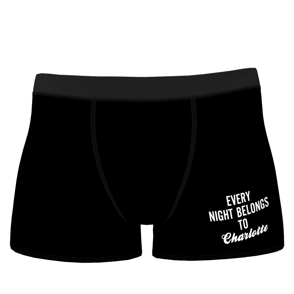 Anniversary Gift Engraved Boxer - "Every Night Belongs to Girlfriend"