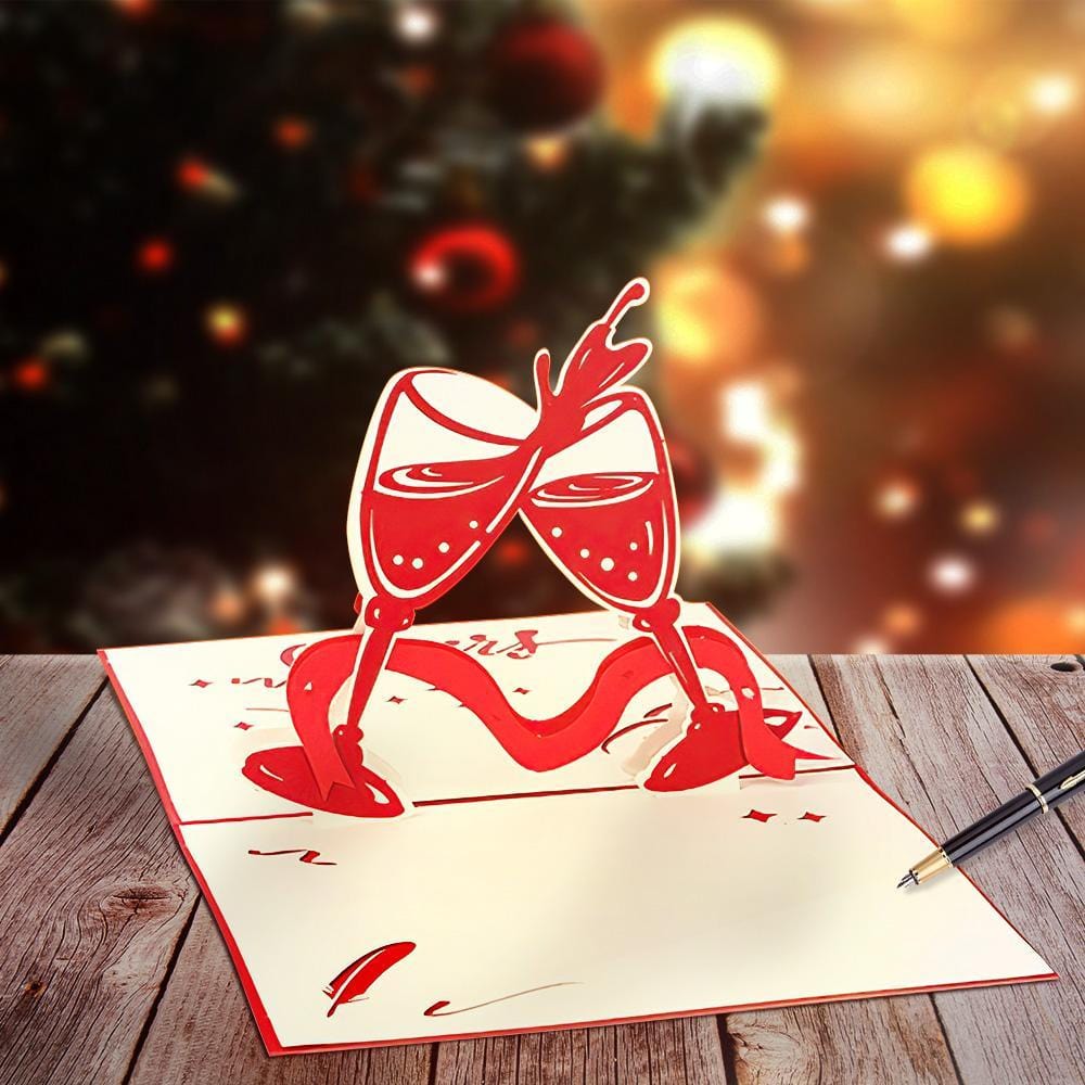 Red Wine Glass 3D Pop Up Greeting Card - Image 2