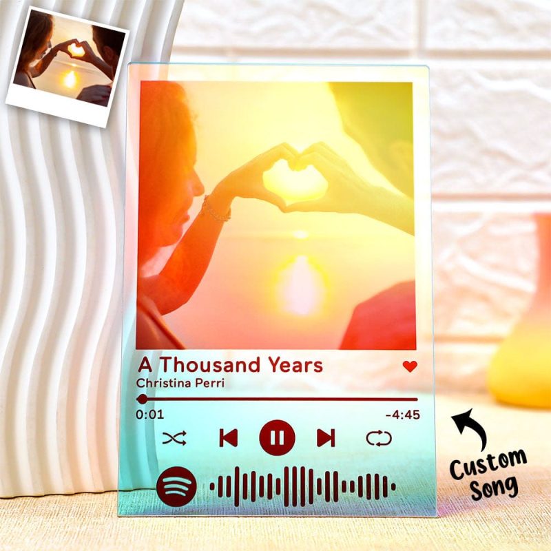 Custom Spotify Code Song Transparent Gradient Color Acrylic Plaque Music Art Photo Laser Colorful Decor Gift For Couples