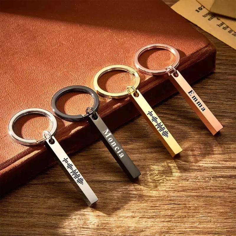 Custom Scannalbe Music Code Keychain Custom 3D Engraved Vertical Bar Keychain Stainless Steel