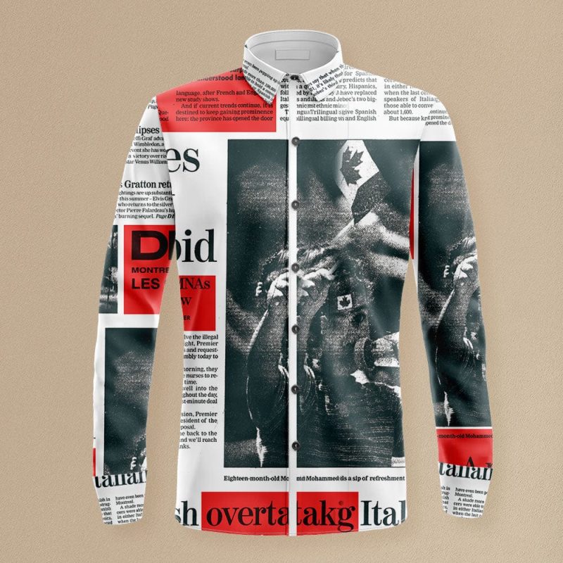 Newspaper Print Shirt Long Sleeve Casual Shirt Birthday Gifts for Family