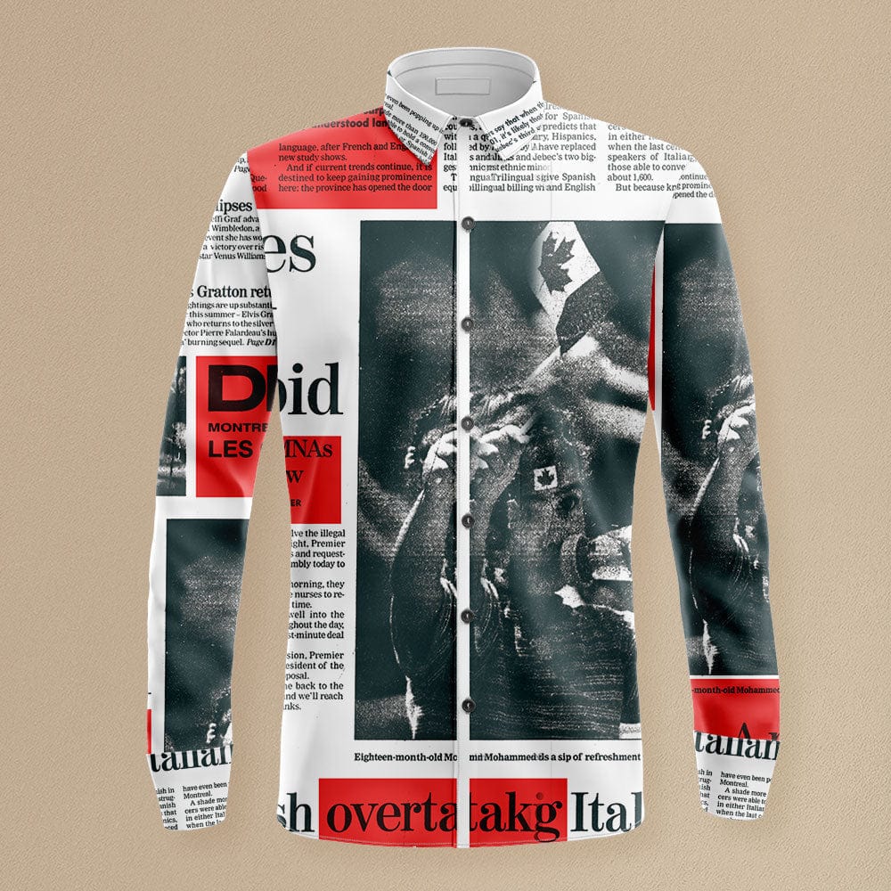 Newspaper Print Shirt Long Sleeve Casual Shirt Birthday Gifts for Family