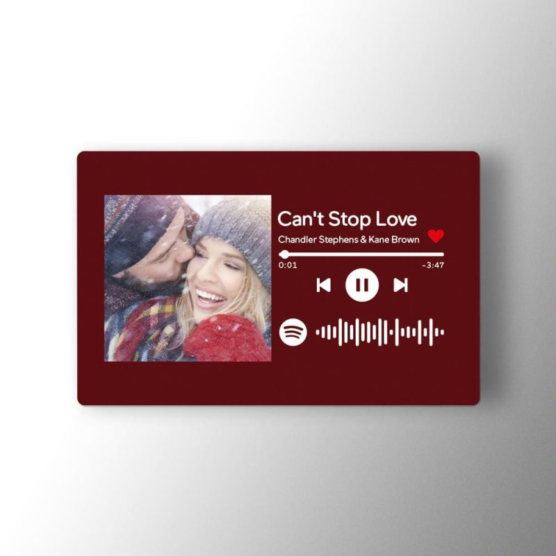 Custom Spotify Music Code Wallet Card Personalized Message Card Crimson