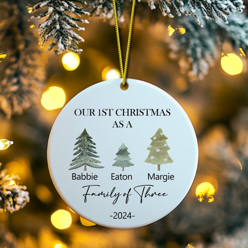 Personalized Baby’s First Christmas Ornament Family of Three Christmas Ornament for Christmas Gift