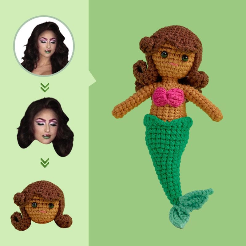 Custom Face Crochet Doll Personalized Gifts Handwoven Mini Dolls – Mermaid