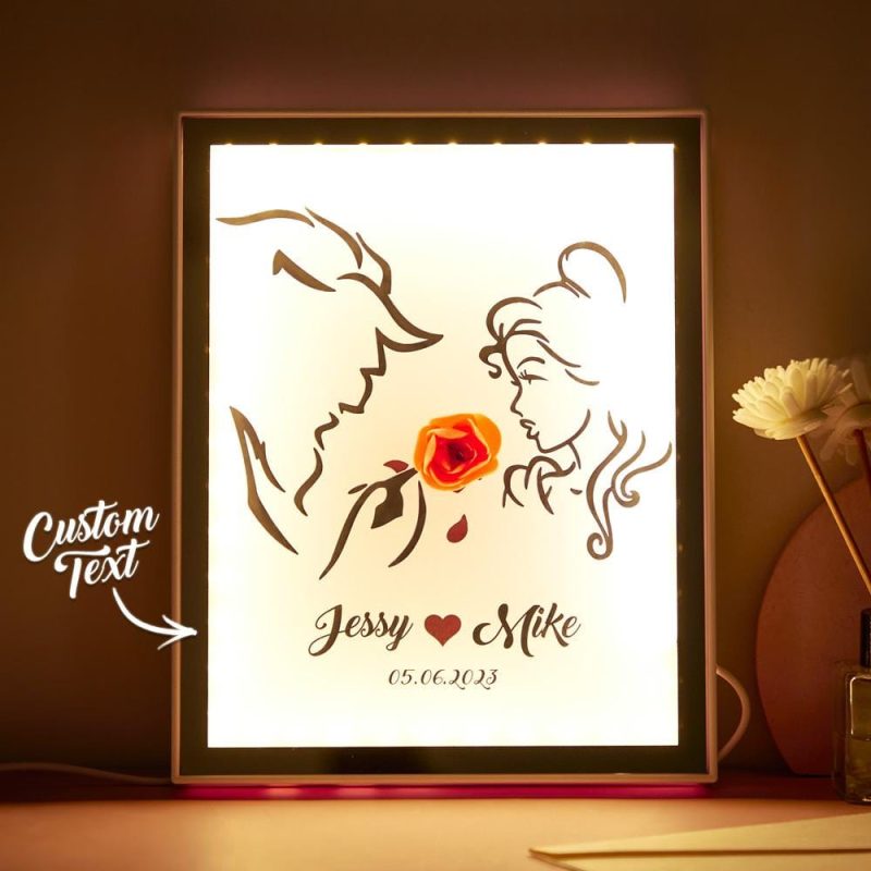 Custom Couple Photo Frame with Light Personalized Perfect Gift for Anniversary