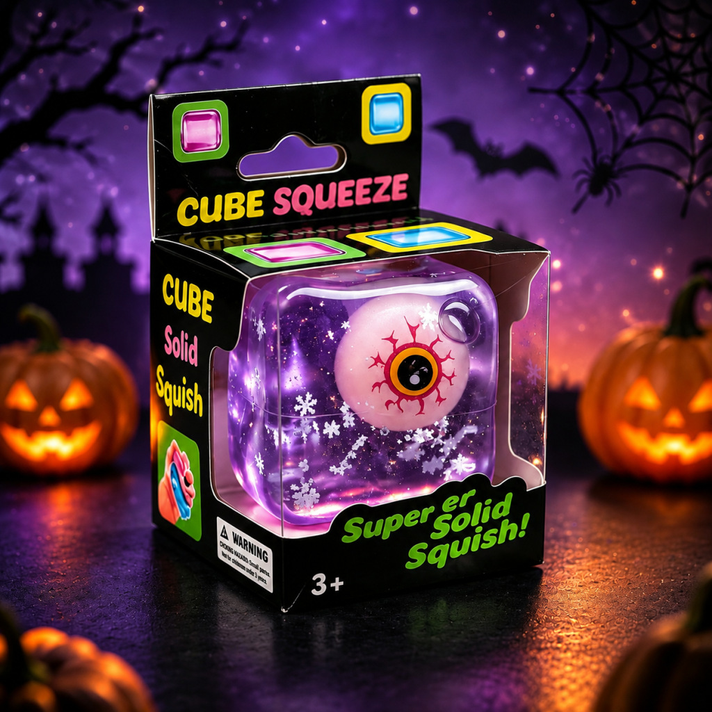 Ice Cube Squishy Toy – Soft Squeeze Stress Relief Fidget Toy with Spooky Halloween Design - Image 4