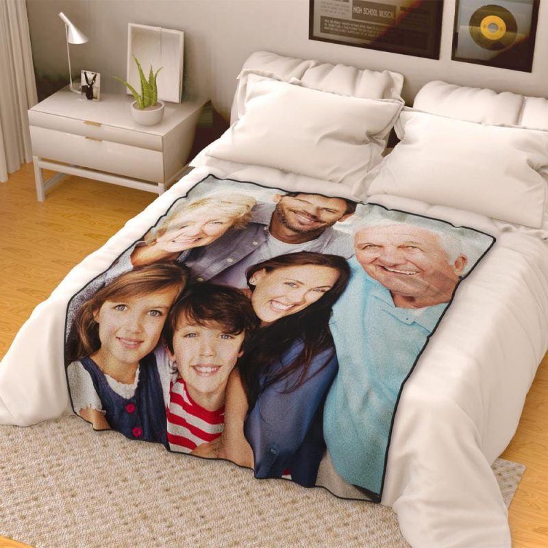 Photo Blanket Fleece Blanket Family Gifts for Grandpa