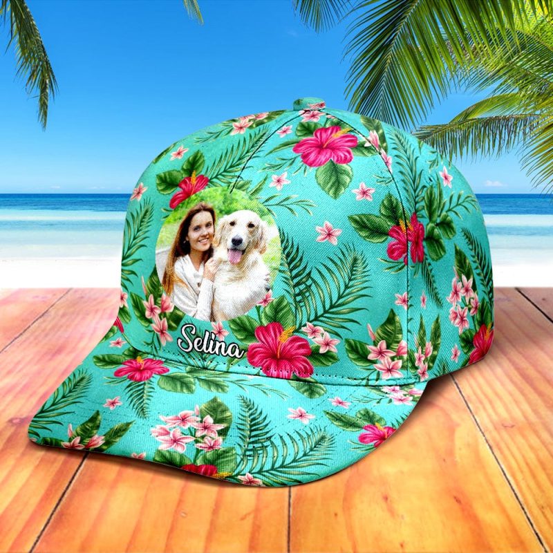 Personalized Photo and Name Hawaiian Style Baseball Cap Gifts for Her