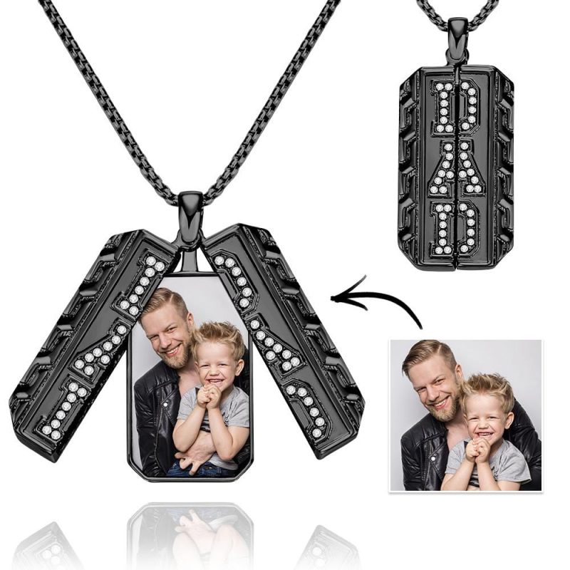 Custom Photo Necklace Dad Locket Necklace Father’s Day Gift for Men