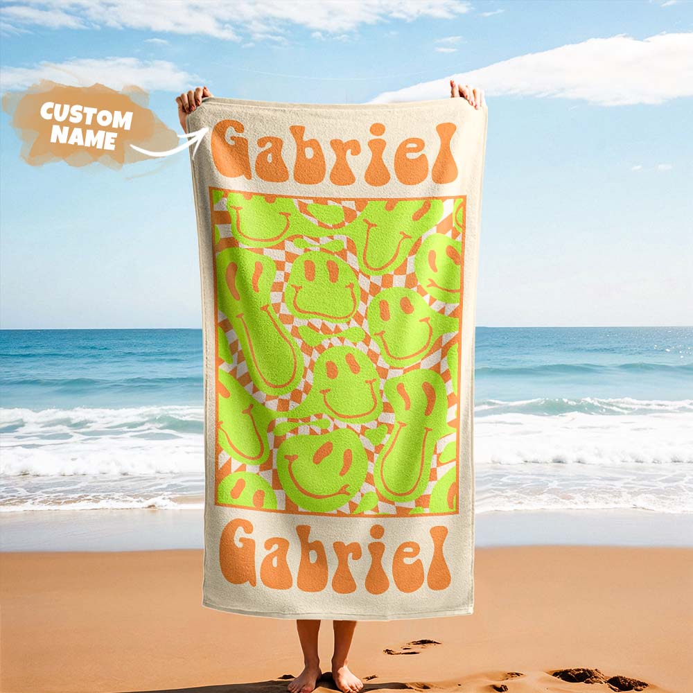 RETRO Multi Style Personalized Beach Towel Name Bath Towel Custom Pool Towel Beach Towel With Name Outside Birthday Vacation Gift - GiftLab - Image 3